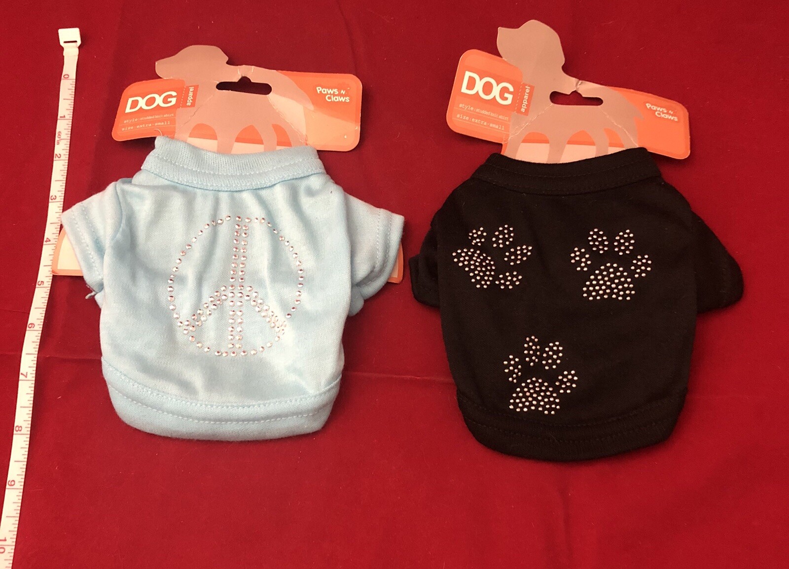 Paws N Claws Short Sleeve Dog Tee Shirts – 2 XS Shirts with Peace Sign and Paws