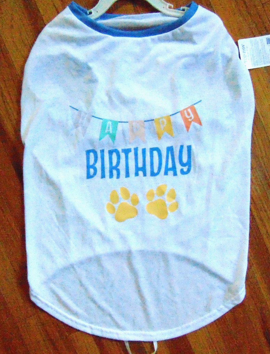 Top Paw Dog Pet Shirt Happy Birthday w Paws White Size XL New G