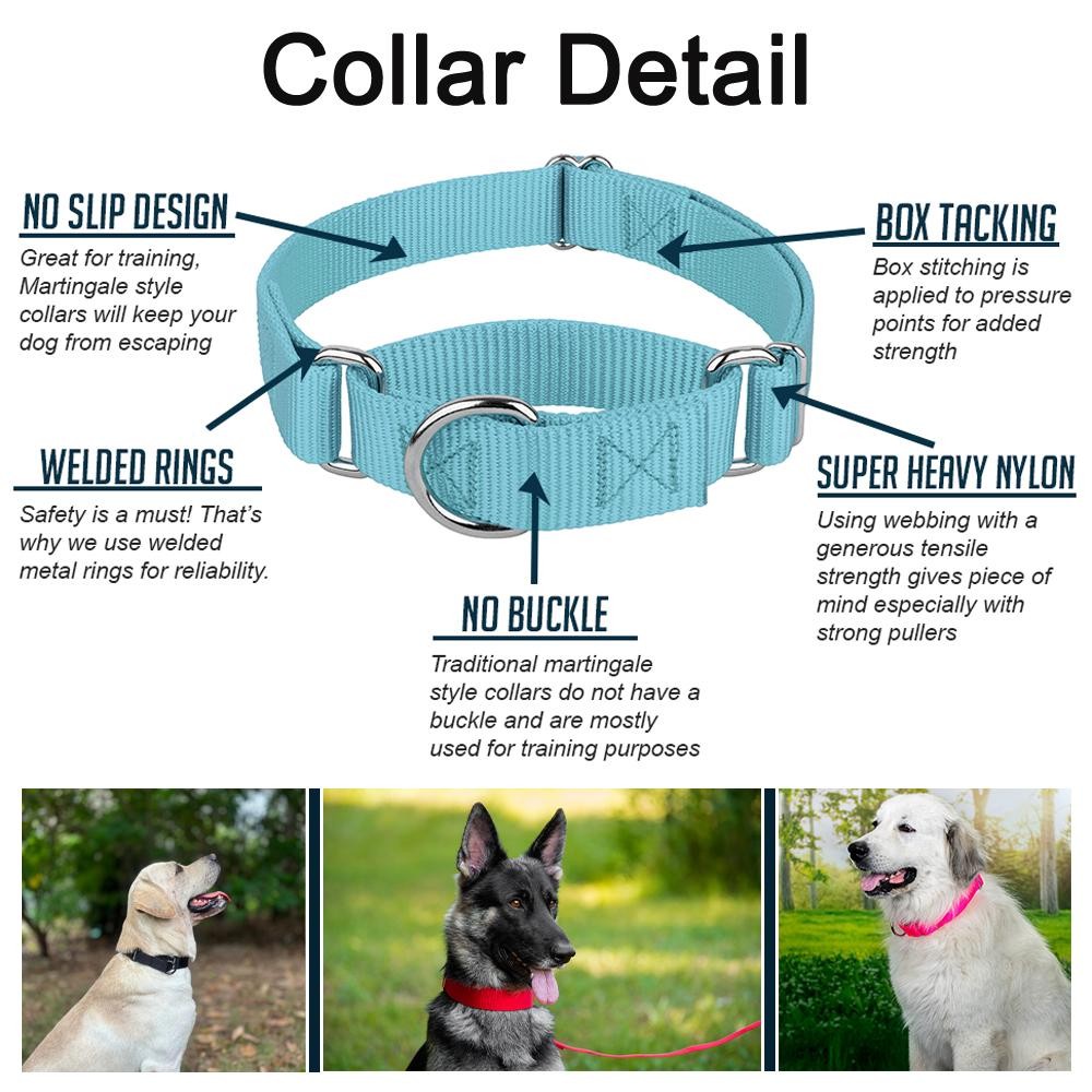 Adjustable Martingale Dog Collar Heavy Duty Nylon Safety Training Design