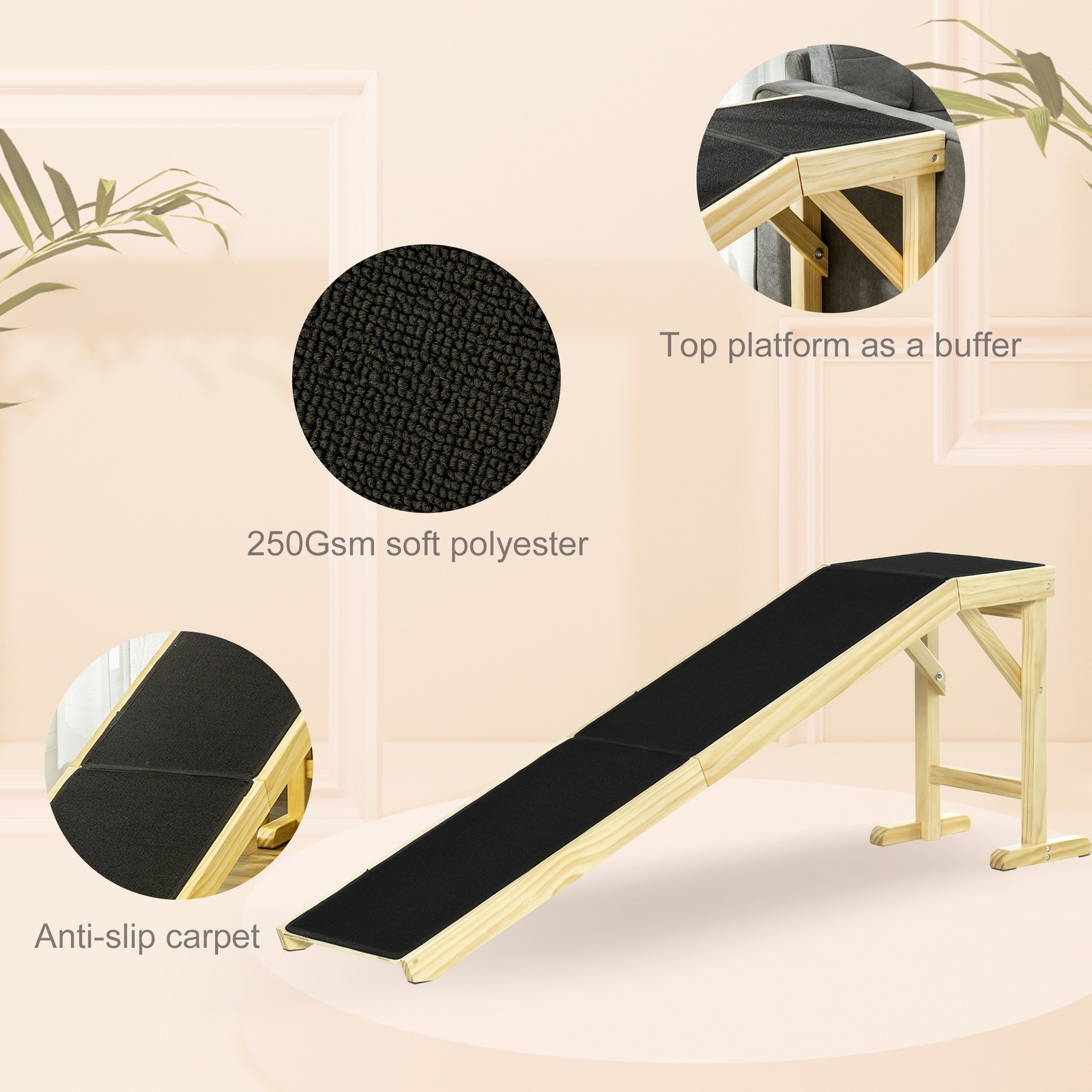 Dog Ramp for High Beds Non-slip Carpet Top Platform for Small Medium Large Pet