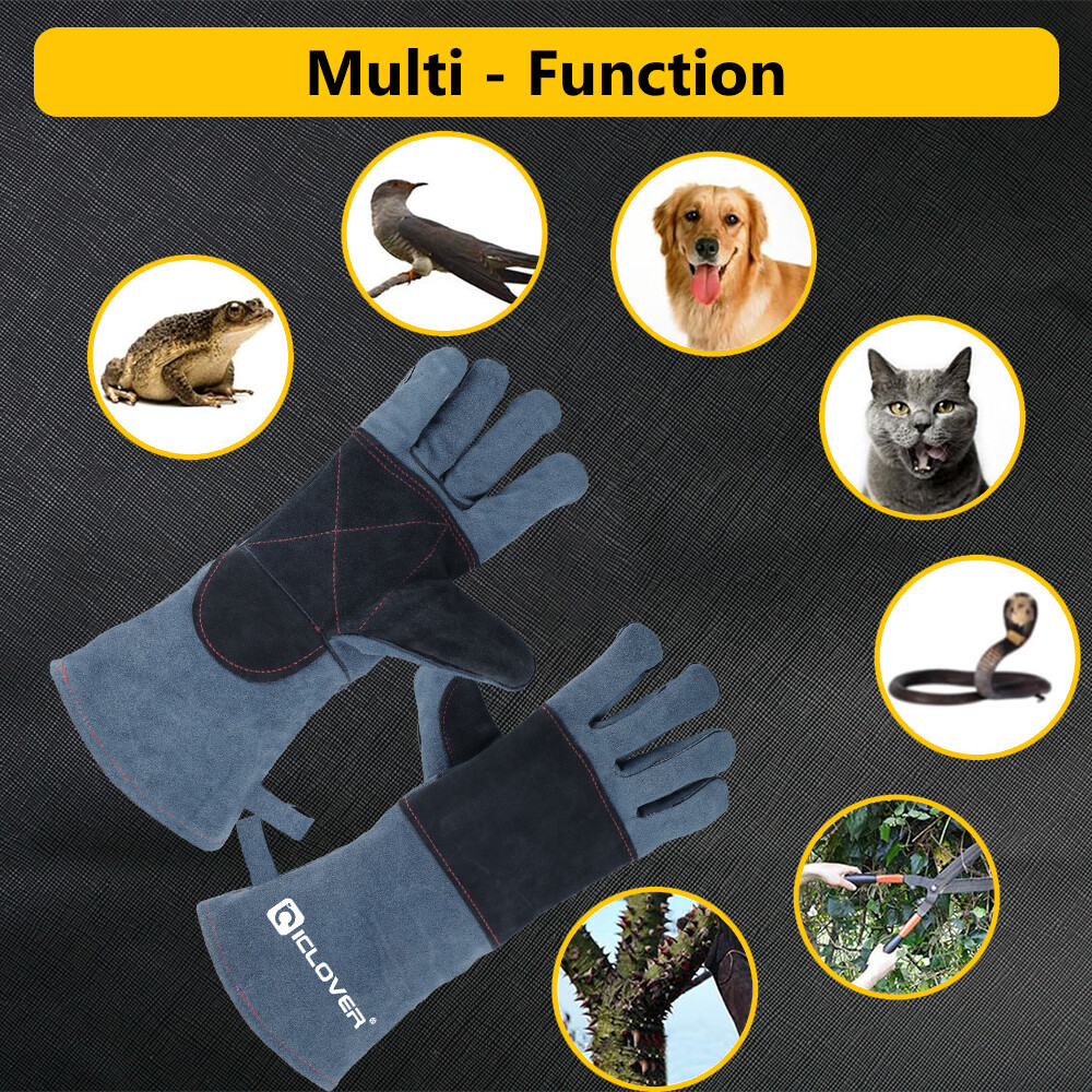 Animal Handling Gloves Bite Proof Leather Sleeve Dog Cat Snake Safety Protector