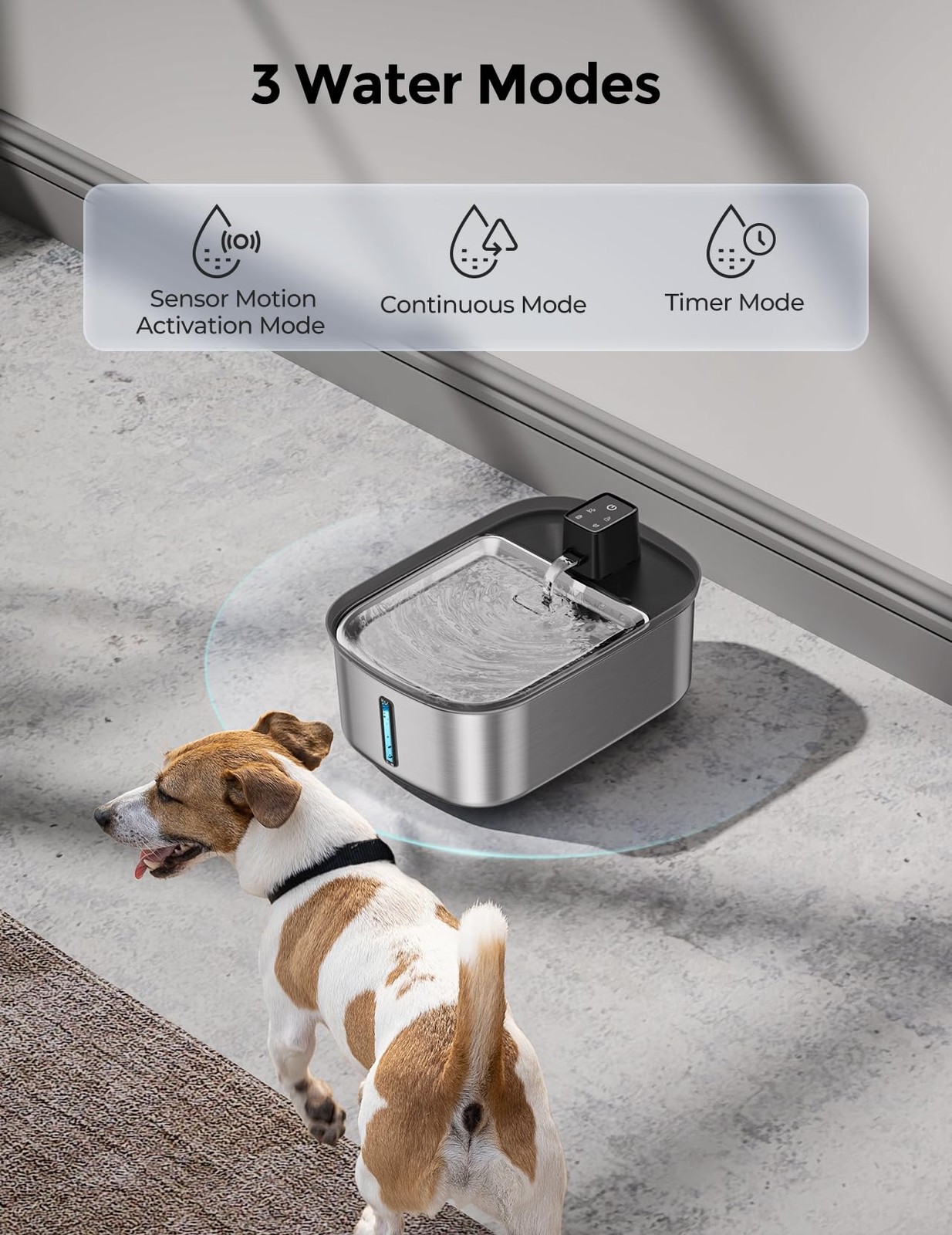 7.5L Stainless Steel Dog Water Fountain for Large Breeds – Wireless Design