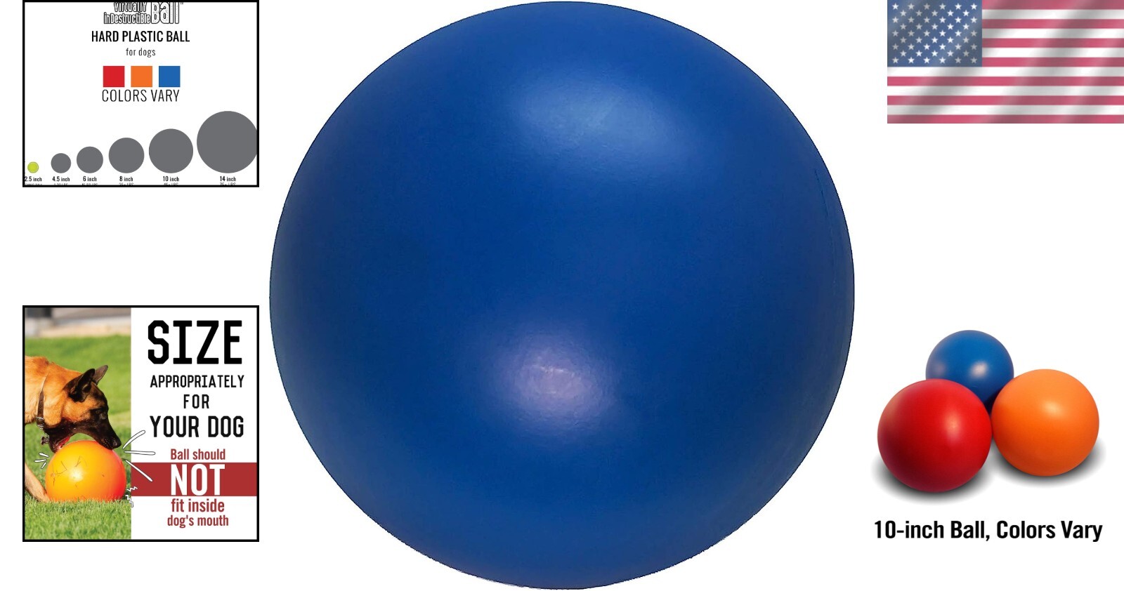 Durable USA-Made Dog Ball – Virtually Indestructible 10-Inch Outdoor Toy