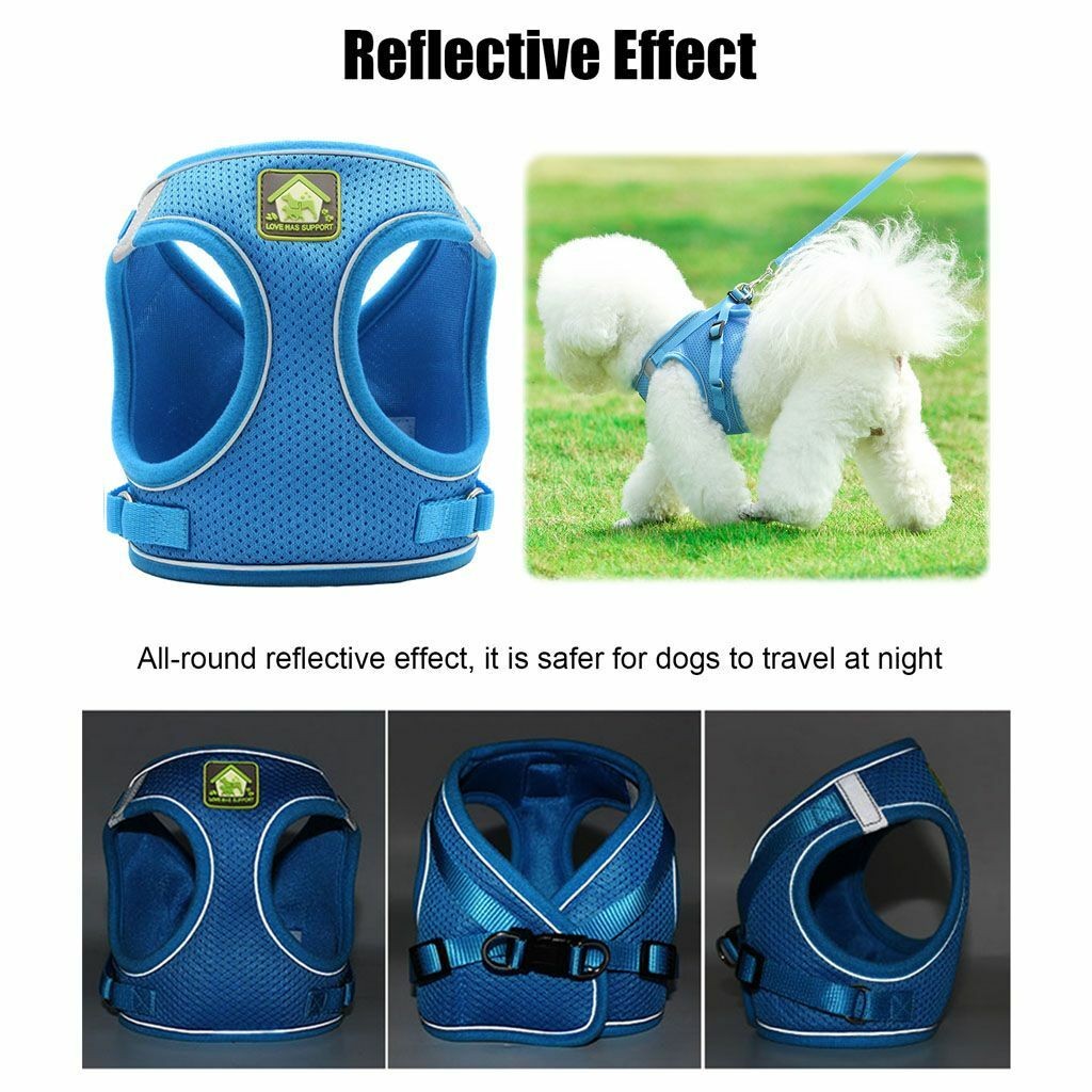 Soft Mesh Reflective Pet Harness & Leash Set Adjustable Vest for Puppy Dog Cat