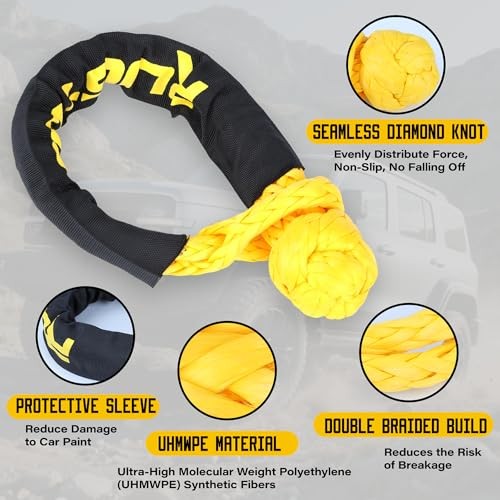 Soft Shackle, 1/2 Inch x 22 Inch Synthetic Soft Shackles Ring Recovery Kit