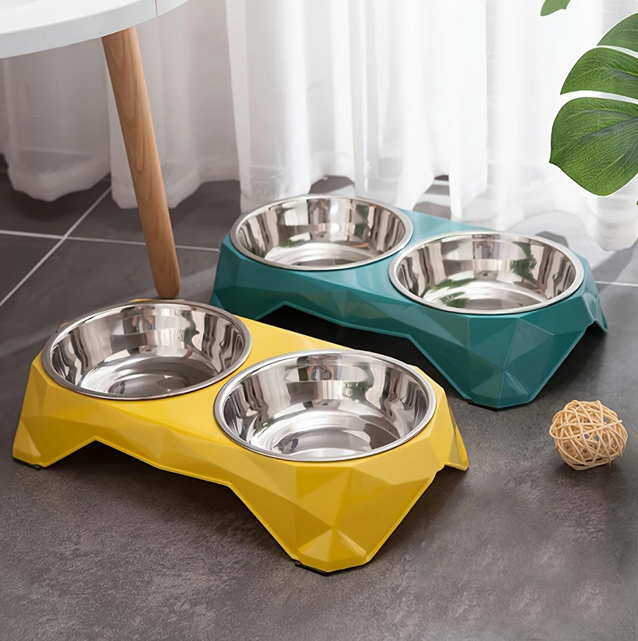 1 pc Stainless Steel Double Pet Bowl Large Capacity Dog Cat Feeder