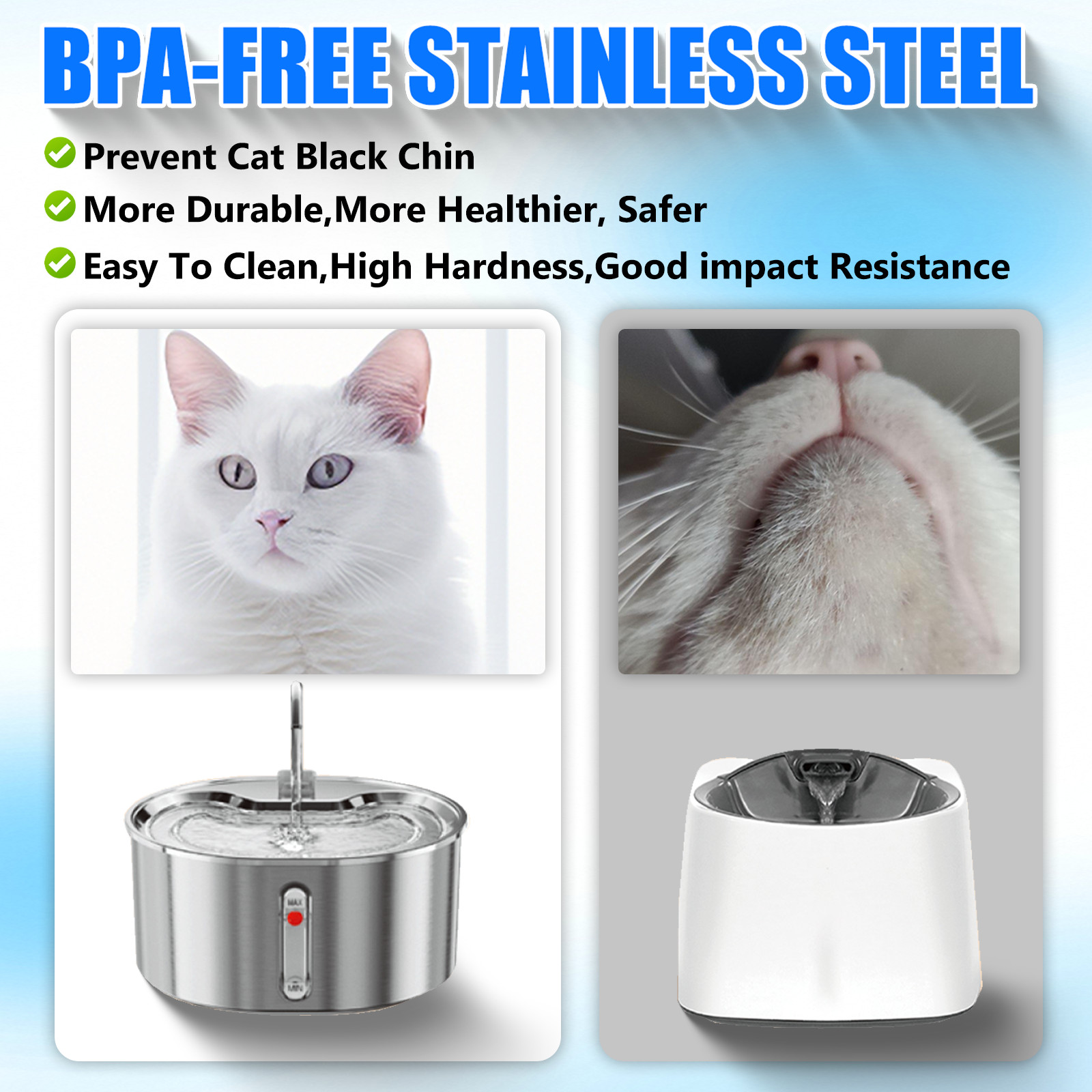Cat Water Fountain Stainless Steel 108Oz/3.2L Corded Pet Water Dispenser