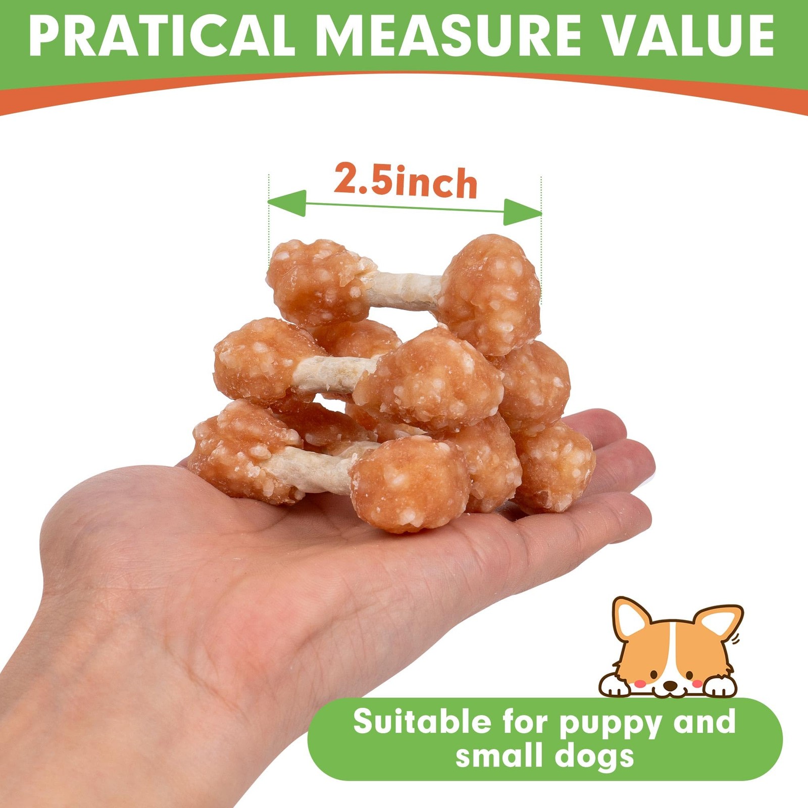 MON2SUN Dog Treats, 9oz Mini Rawhide Chews, Chicken 9 Ounce (Pack of 1)