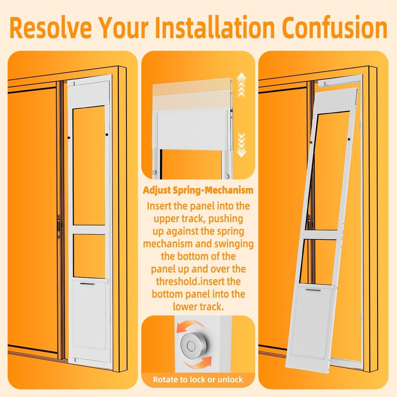 Sliding Glass Dog Door Adjustable Patio Pet Door MEDIUM High Locking 91.1″-96.2″