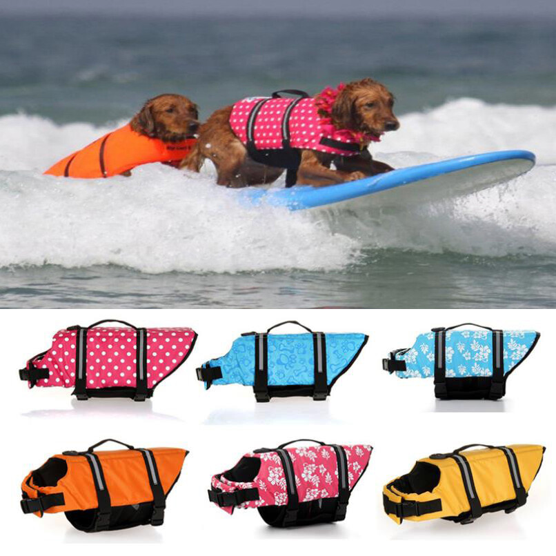 Pet Swimming Water Safety Vest Dog Life Jacket Swimsuit Lifesaver w/ PULL Handle