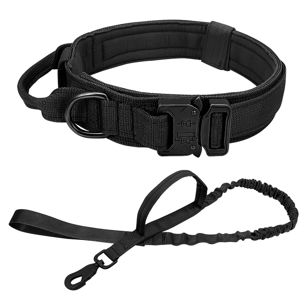 Tactical Dog Collar Military Training With Leash Heavy Duty Metal Buckle M L XL