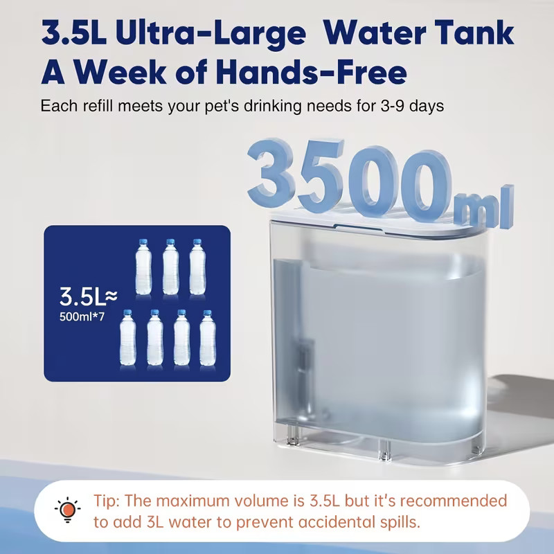 Pet Water Fountain 3.5L ,For Cat or Dog Gravity Automatic Water Dispenser Timer