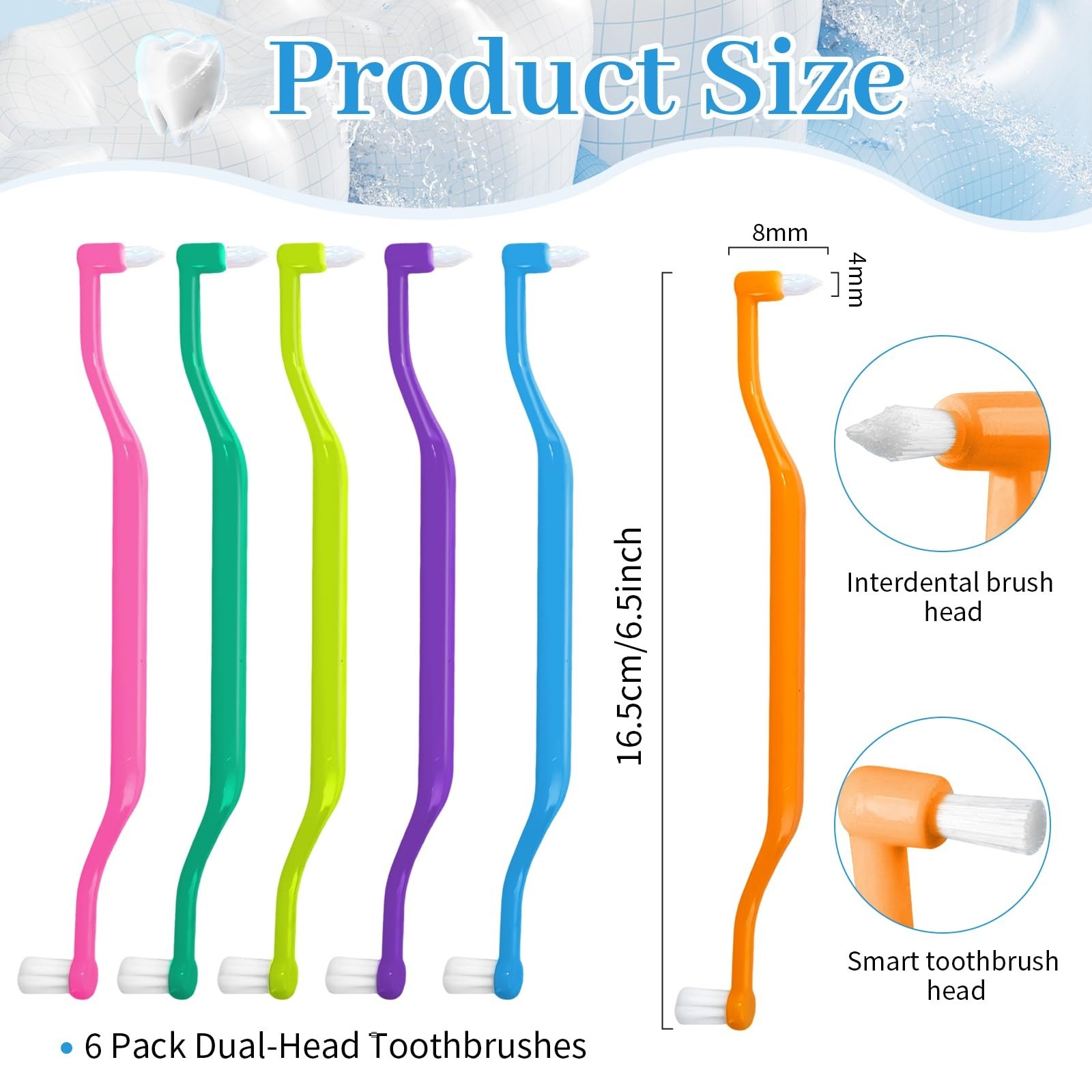 6 Pieces 2-in-1 Toothbrush with Interdental and Wisdom Teeth Brush Heads for …