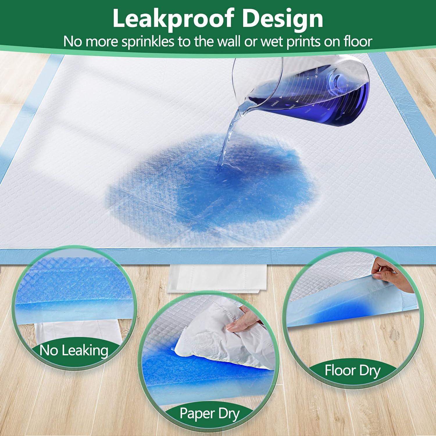 100PCS Dog Pee Pads Extra Large 28″x34″ Heavy Absorbency Pet Training Puppy Pads