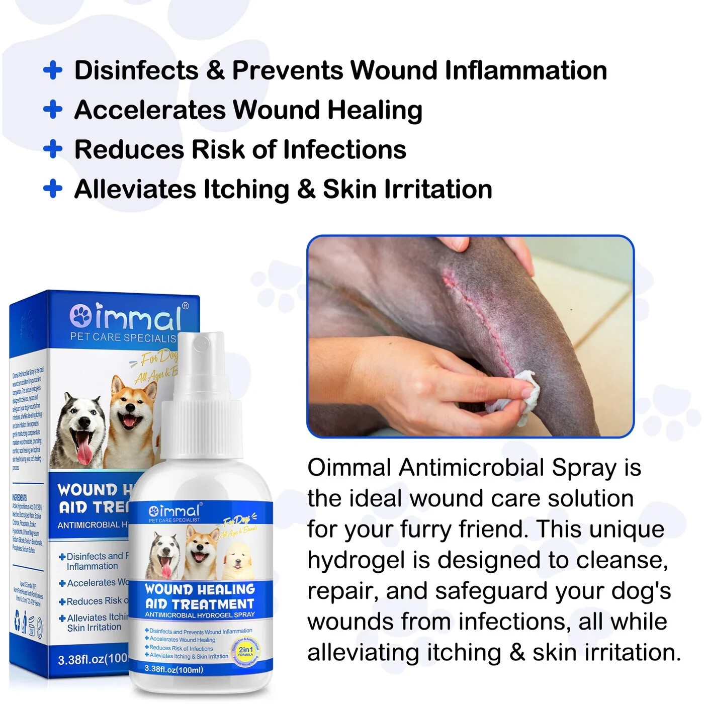 Wound Healing For Dogs Spray Skin Irritation & Itching Lower Infection Risk