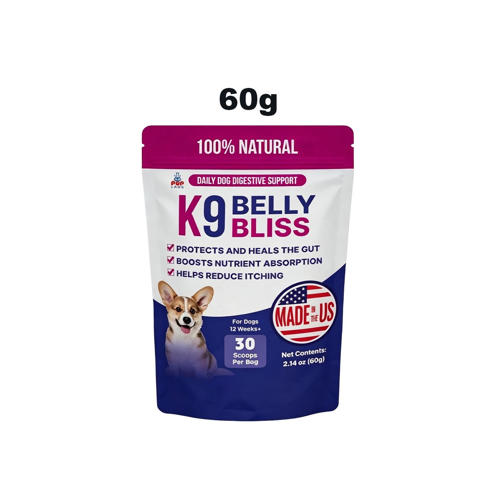 K9 Belly Bliss Dog Probiotic Powder 30 Scoops Gut Digestive Support