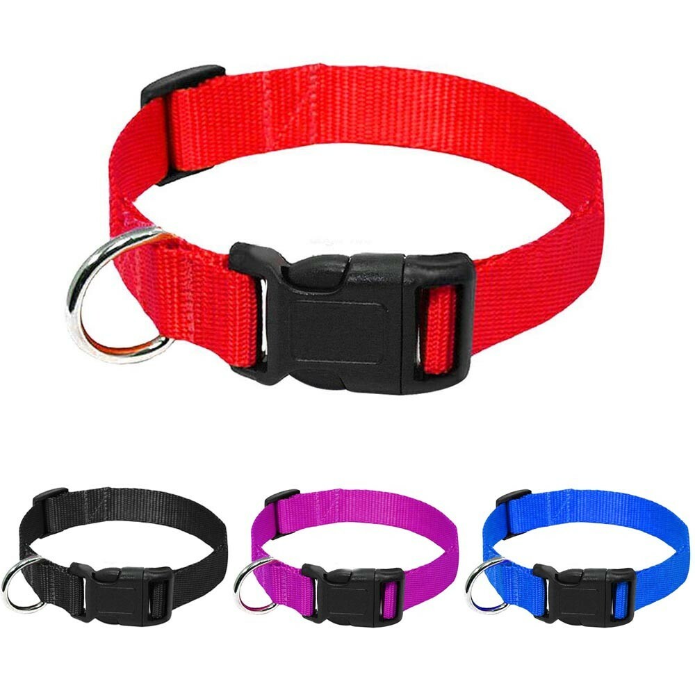 Nylon Dog Collar Heavy Duty Clip Buckle Martingale Pet Collar Adjustable L XL