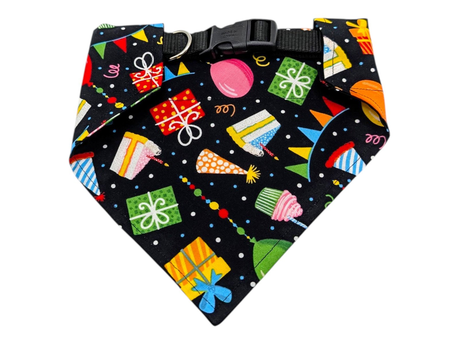 Dog Bandana Birthday Party Celebration Over the Collar Design Slide On Bandanna
