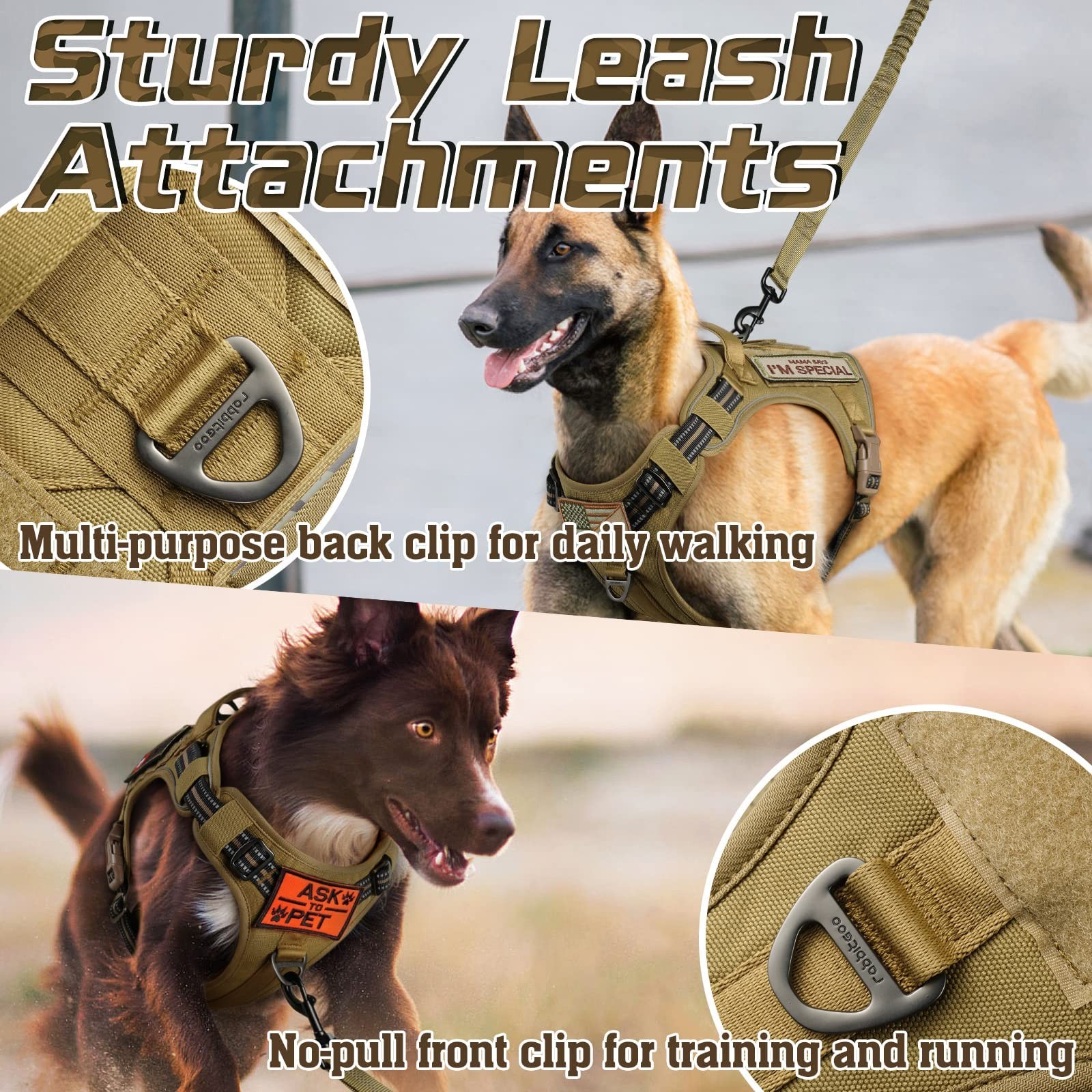 Tactical Dog Harness No Pull Military Adjustable Control Reflective S M L XL