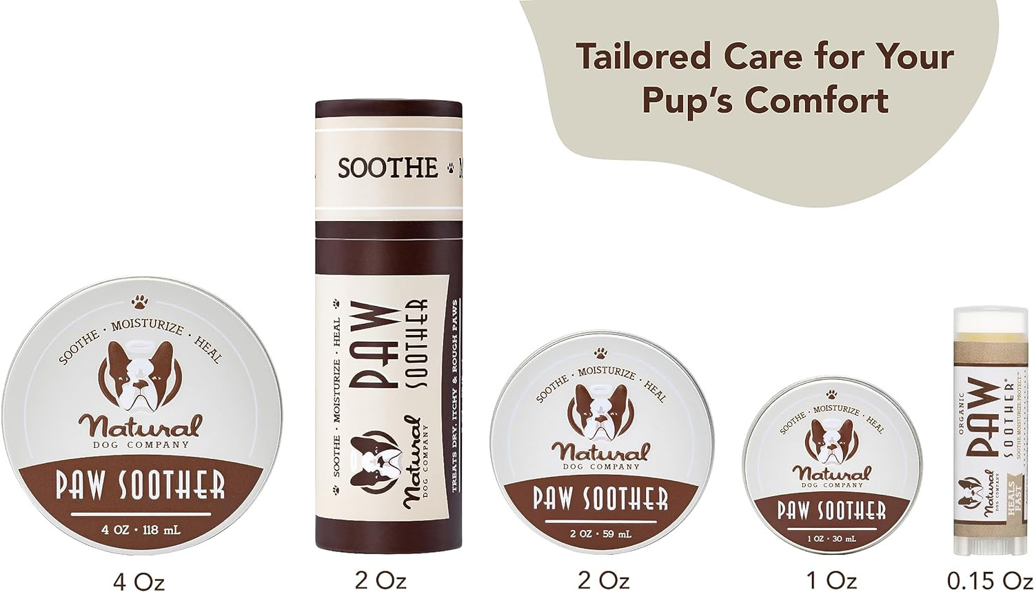 Natural Dog Company Paw Soother Balm, 2 Oz. Stick, Dog Paw Cream and Lotion, Moi