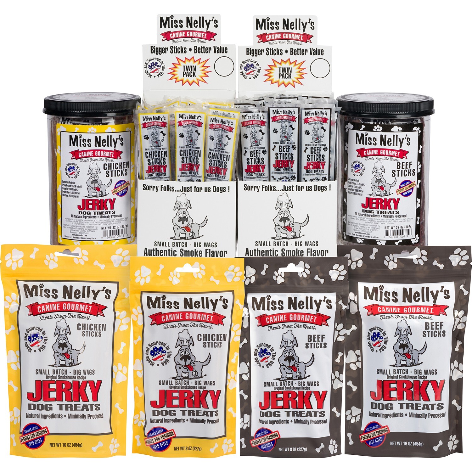 Miss Nelly’s USA Made and Sourced Jerky Dog Treats – 16oz. Bag – Chicken Sticks