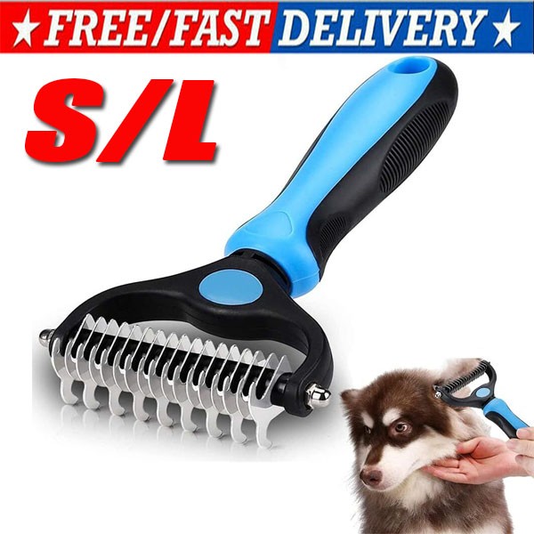 Professional Pet Grooming Tool 2 Sided Undercoat Dog Cat Shedding Comb Brush Pet