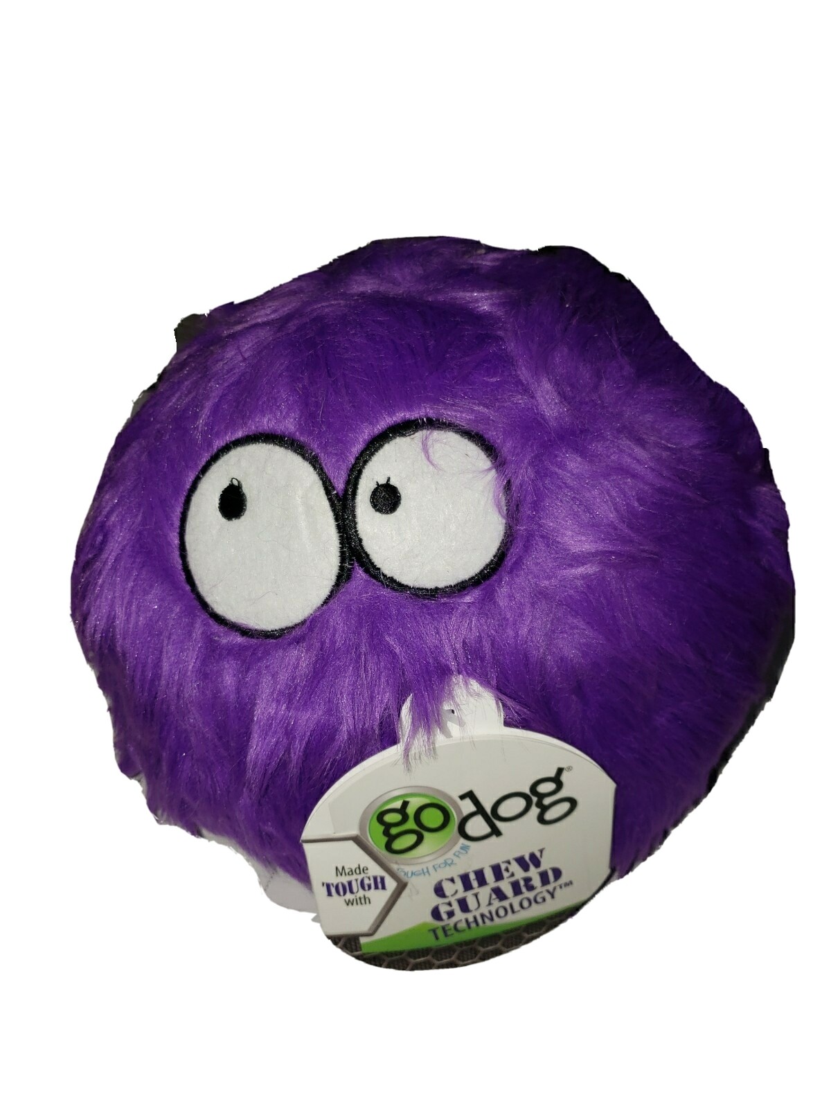 godog furballz tough plush dog toy with chew guard technology, purple, large