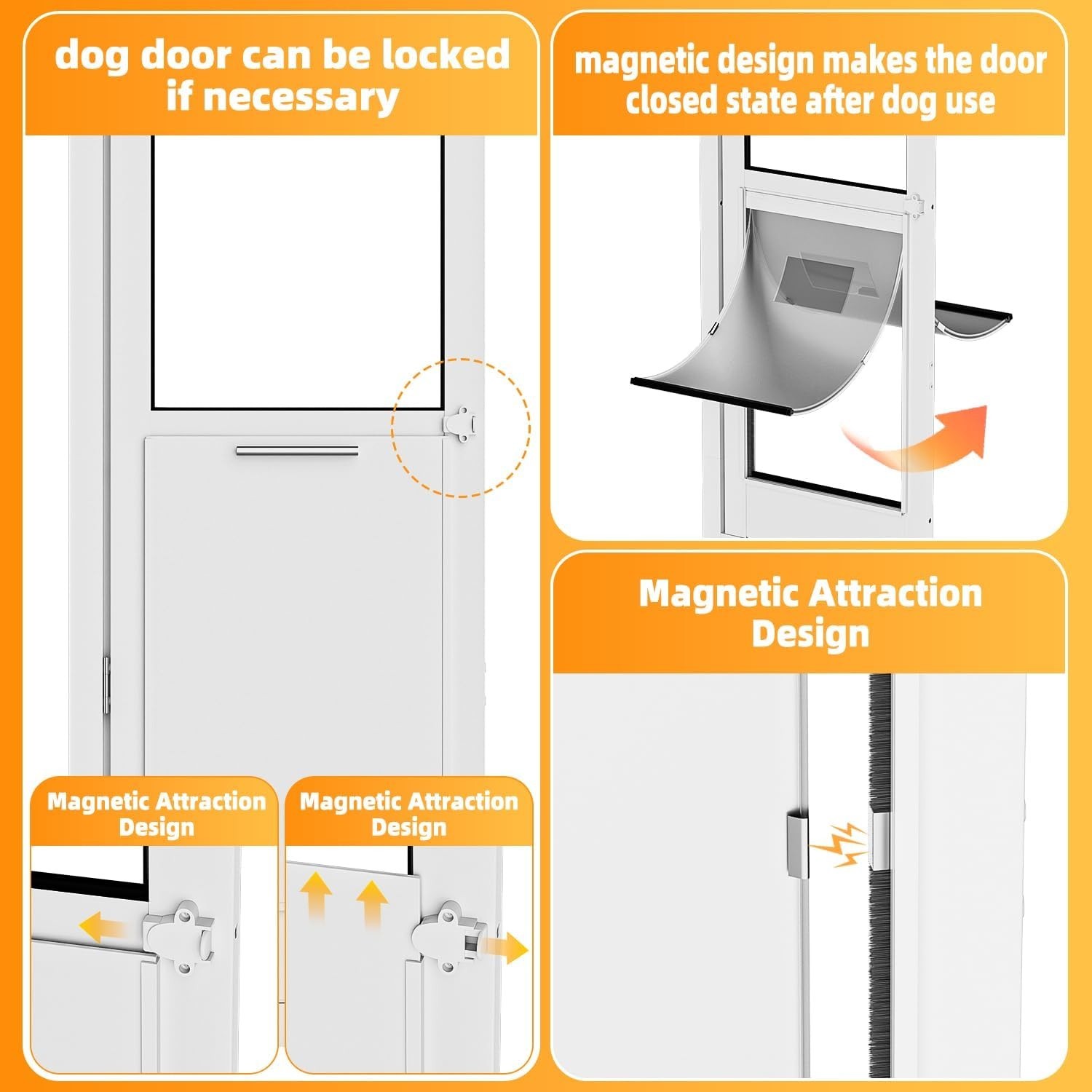 Sliding Glass Dog Door Adjustable Patio Pet Door MEDIUM High Locking 91.1″-96.2″
