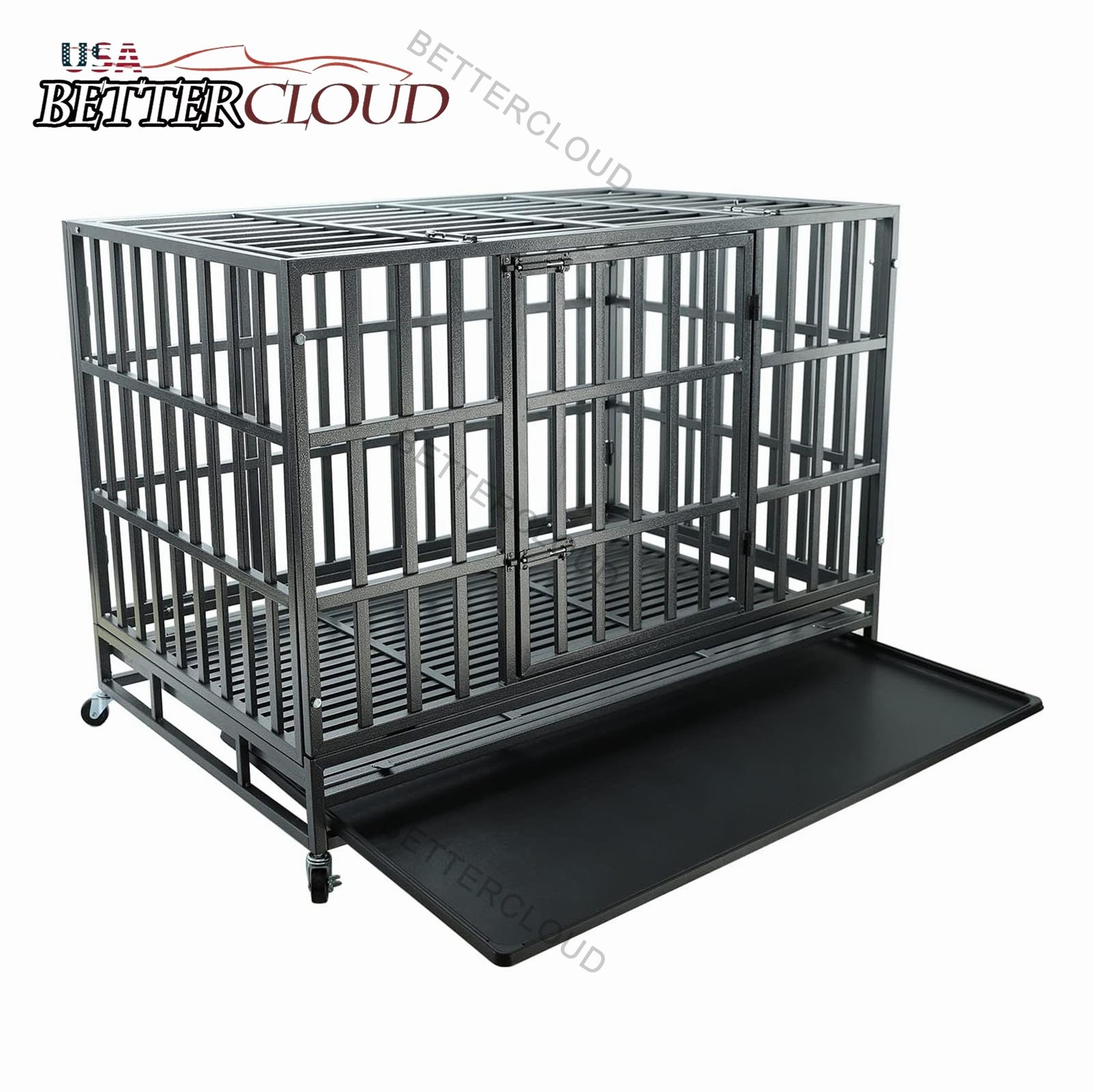 47 Inch High Anxiety Pet Cage Heavy Duty Metal Dog Crate for Medium Large Dogs