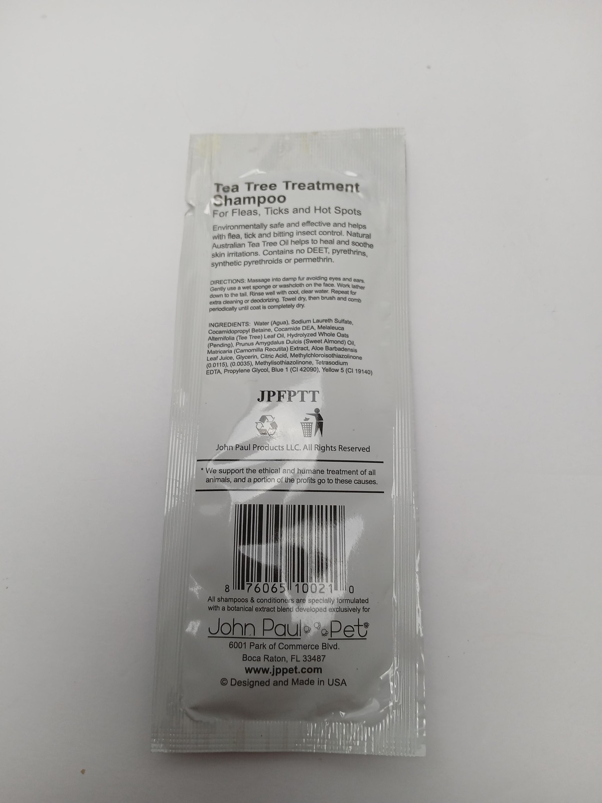 John Paul Pet Tea Tree Treatment Shampoo 15ml Sample Packets Lot 20 Dogs Cats