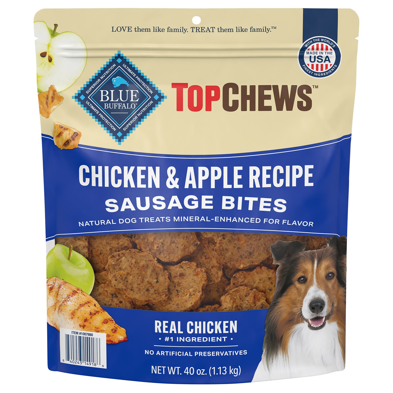 Top Chews Chicken & Apple Recipe Dog Treats, 100% Natural Pet Food, 2.5 lbs. Bag