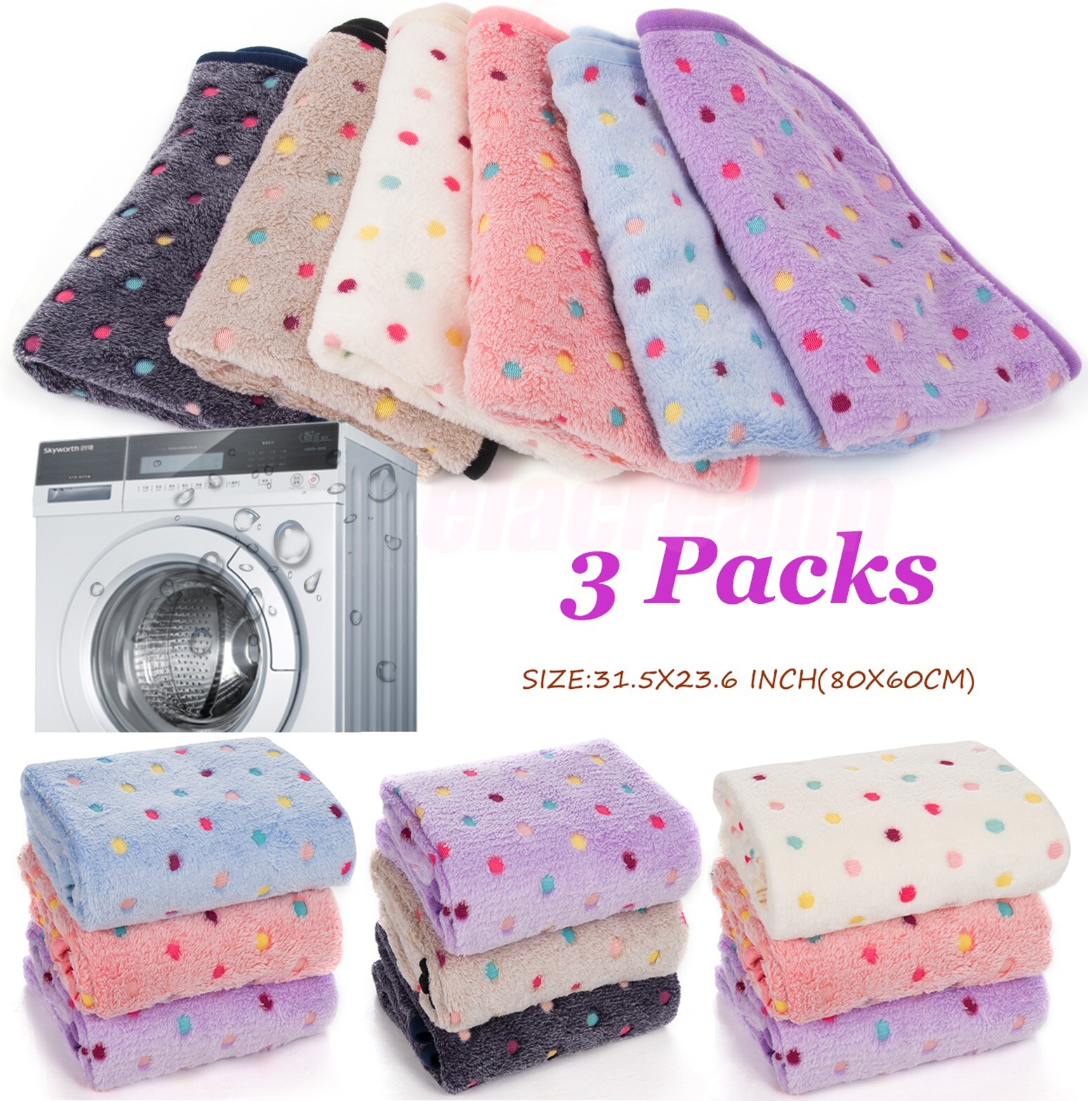 3X Flannel Pet Dog Blankets for Puppy Kitten Warm Soft Cushions Dog Cat Bed Mat