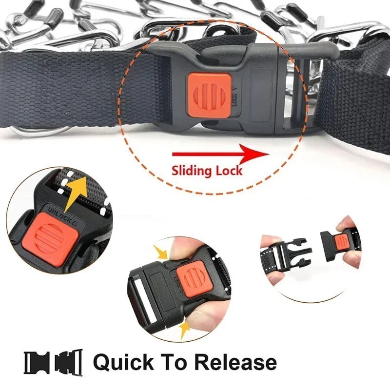 Adjustable Dog Prong Traing Collar with Rubber Caps for Medium Large Breed