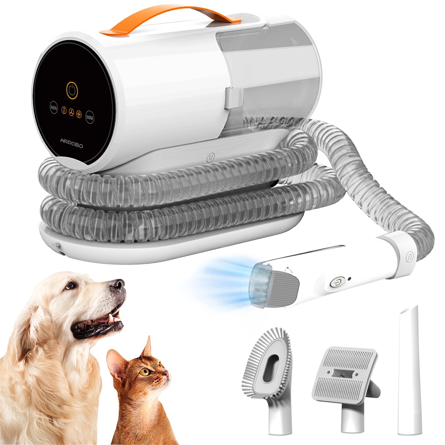 AIRROBO PG100 Pet Grooming Vacuum & 5 Grooming Tools, 12000Pa Suction Power