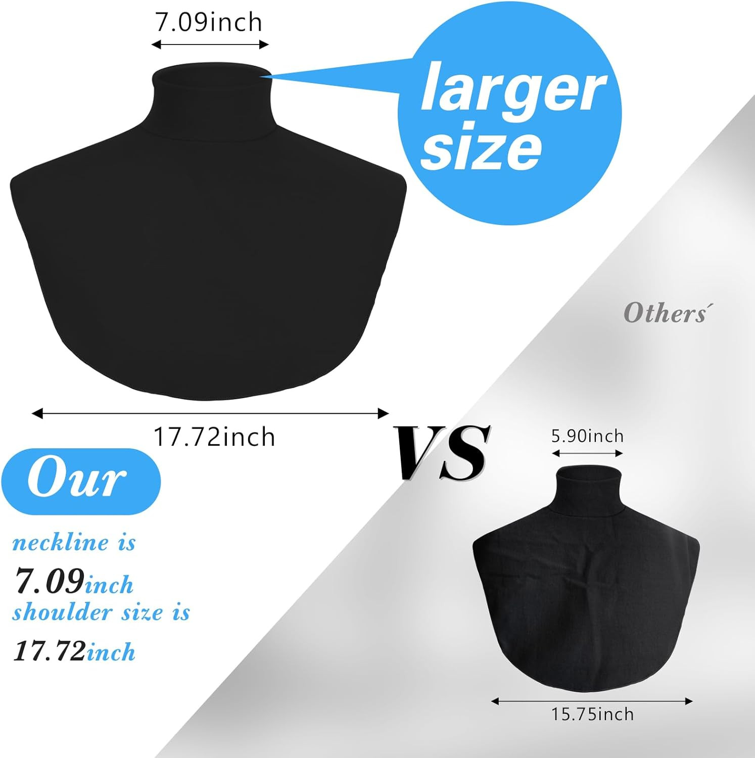 Turtleneck Dickey Extra Large Fake Collar Detachable Dickey Collar Half Mock Tur