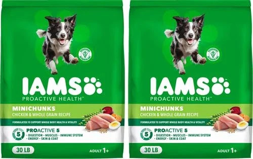 Iams Proactive Health Adult MiniChunks Dry Dog Food Chicken 30 lb 2 packs