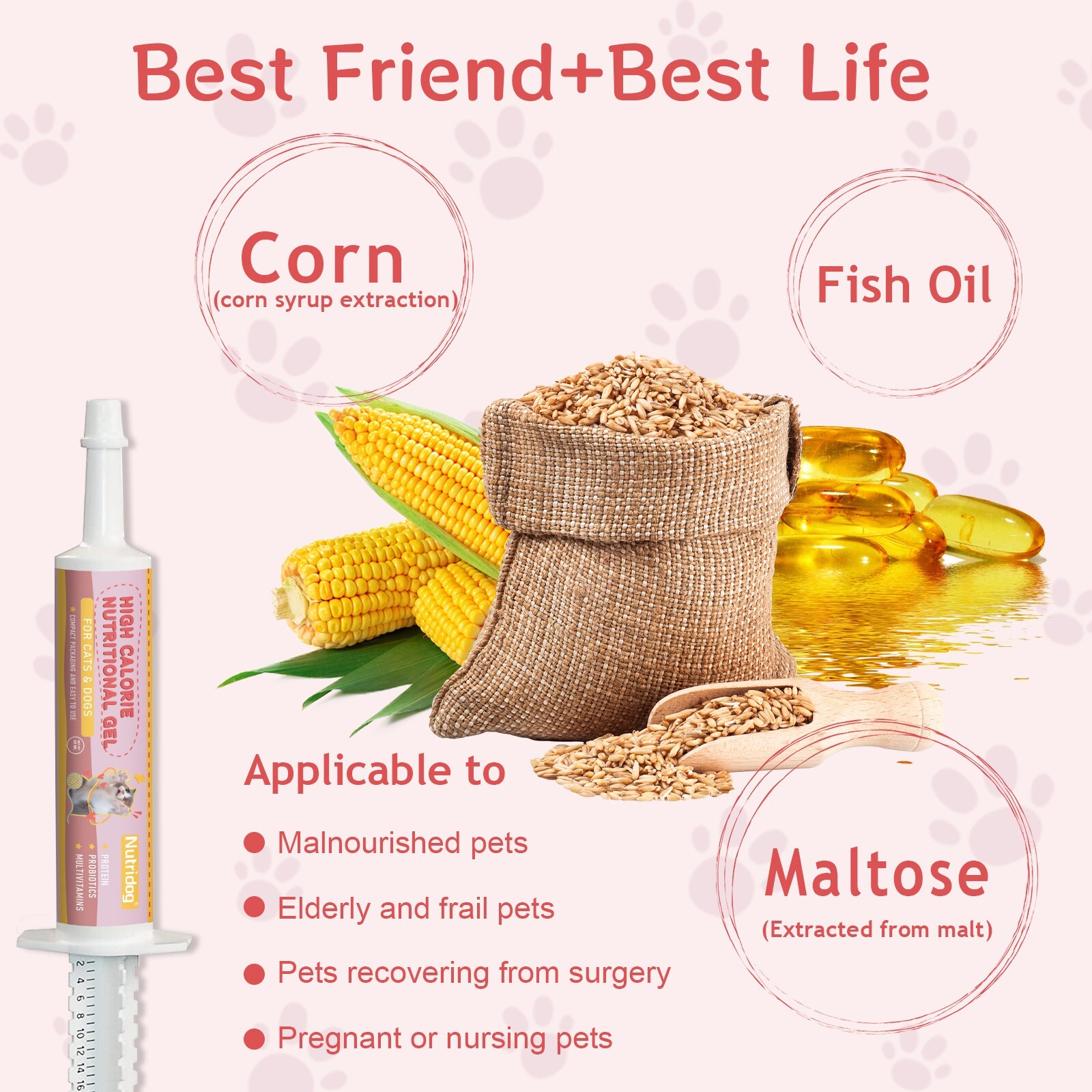 High Calorie Nutritional Gel for Cats and Dogs with Vitamin D for All Breeds