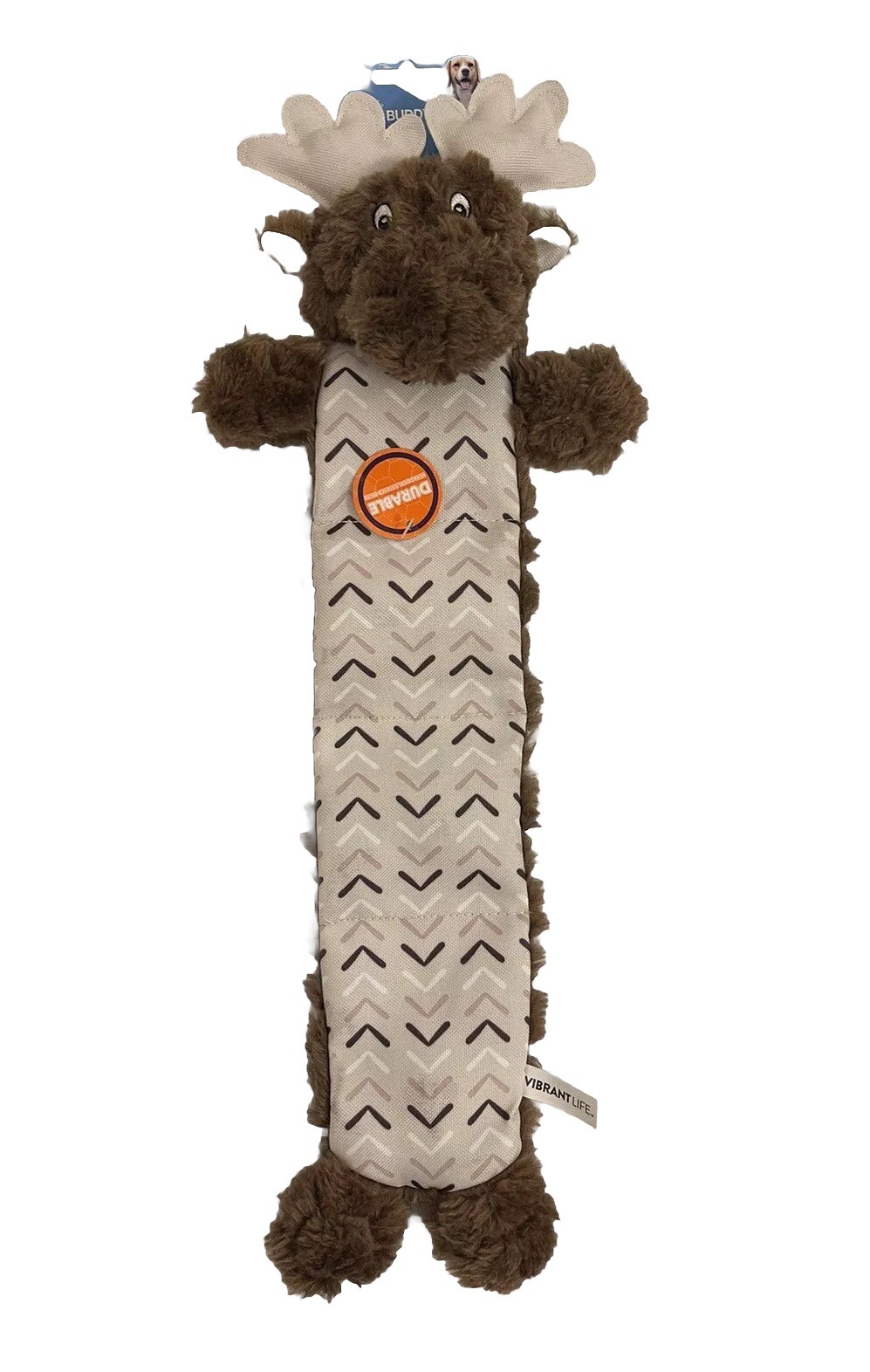 Super Fun Vibrant Life Tough Buddy Dog Toy Chew Level 3 M Durable Moose
