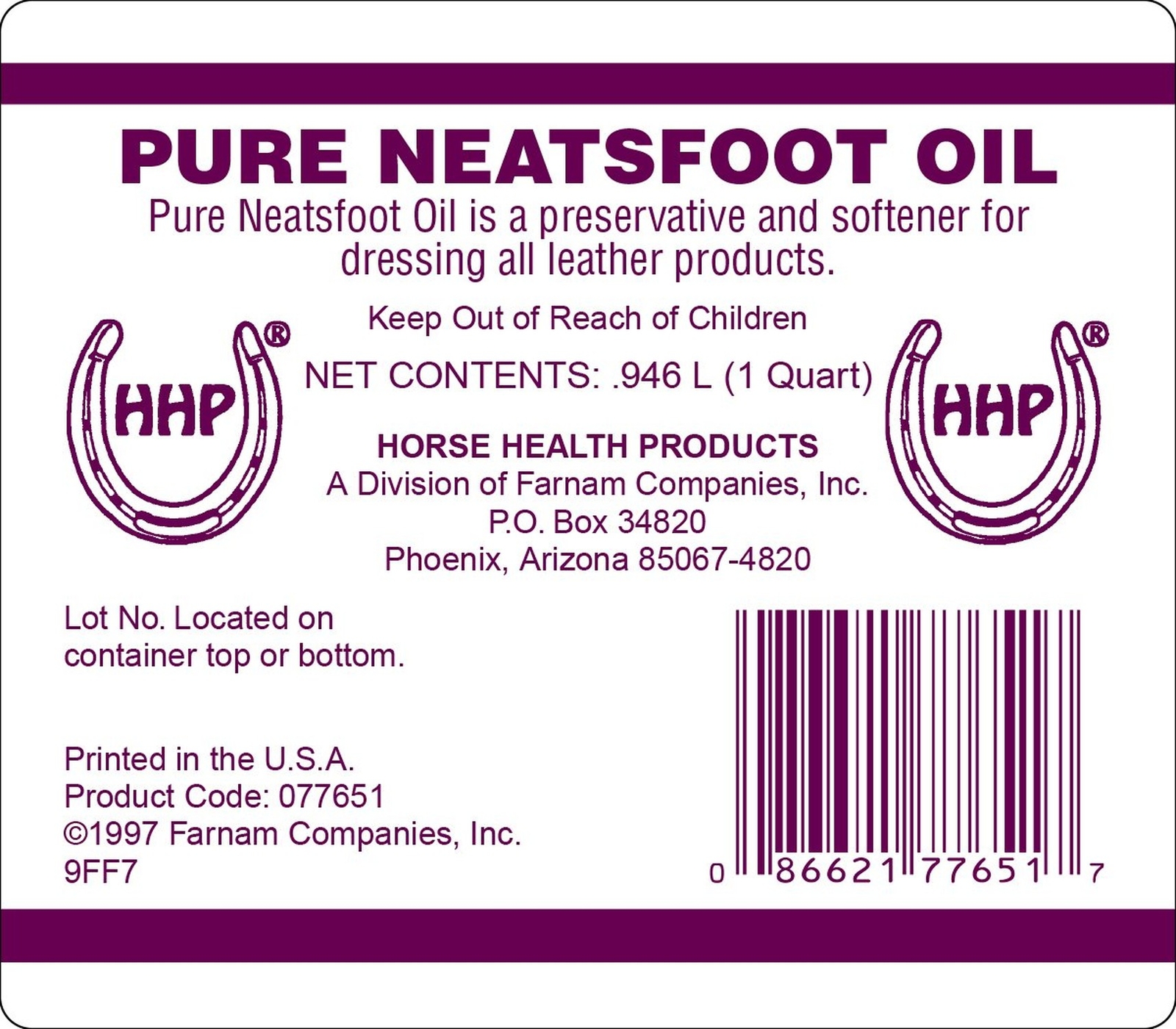 Farnham Horse Health Pure Neatsfoot Oil, 32 fl oz