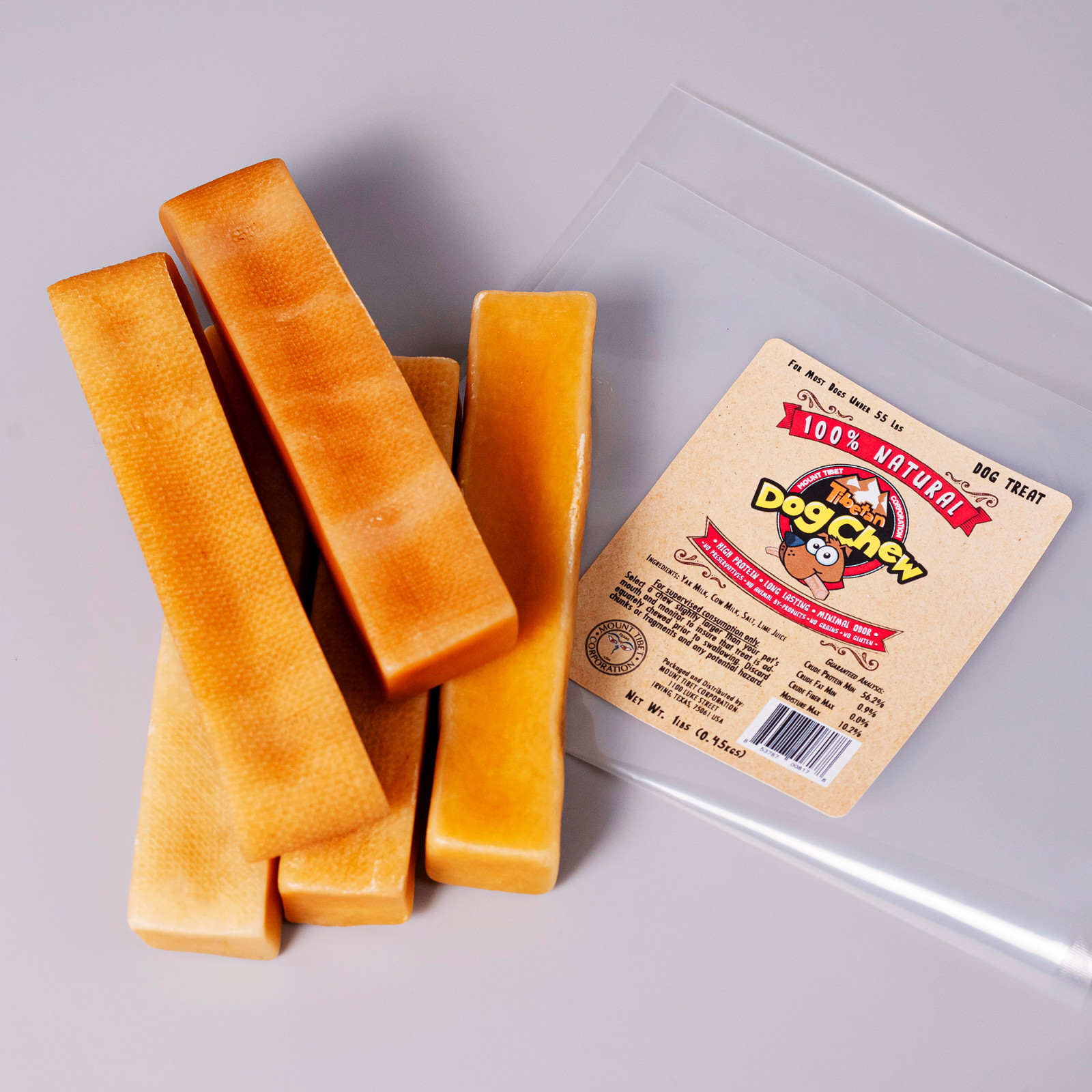Bulk Pack-1lb(5 Pieces) Large Yak Chews for Aggressive Chewers- Tibetan Dog Chew