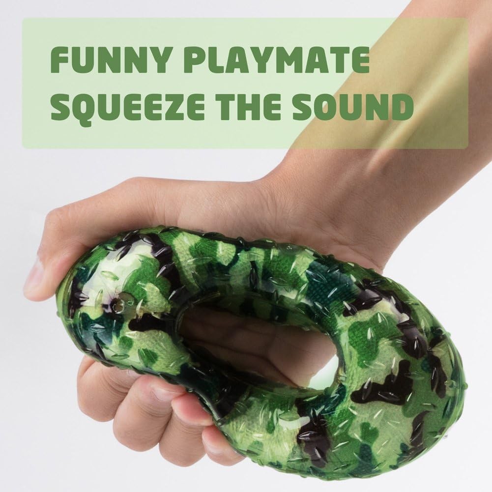 Dog Chew Toys Floating, Durable Dog Squeaky Ring Bone Chew Textured Toy Playing