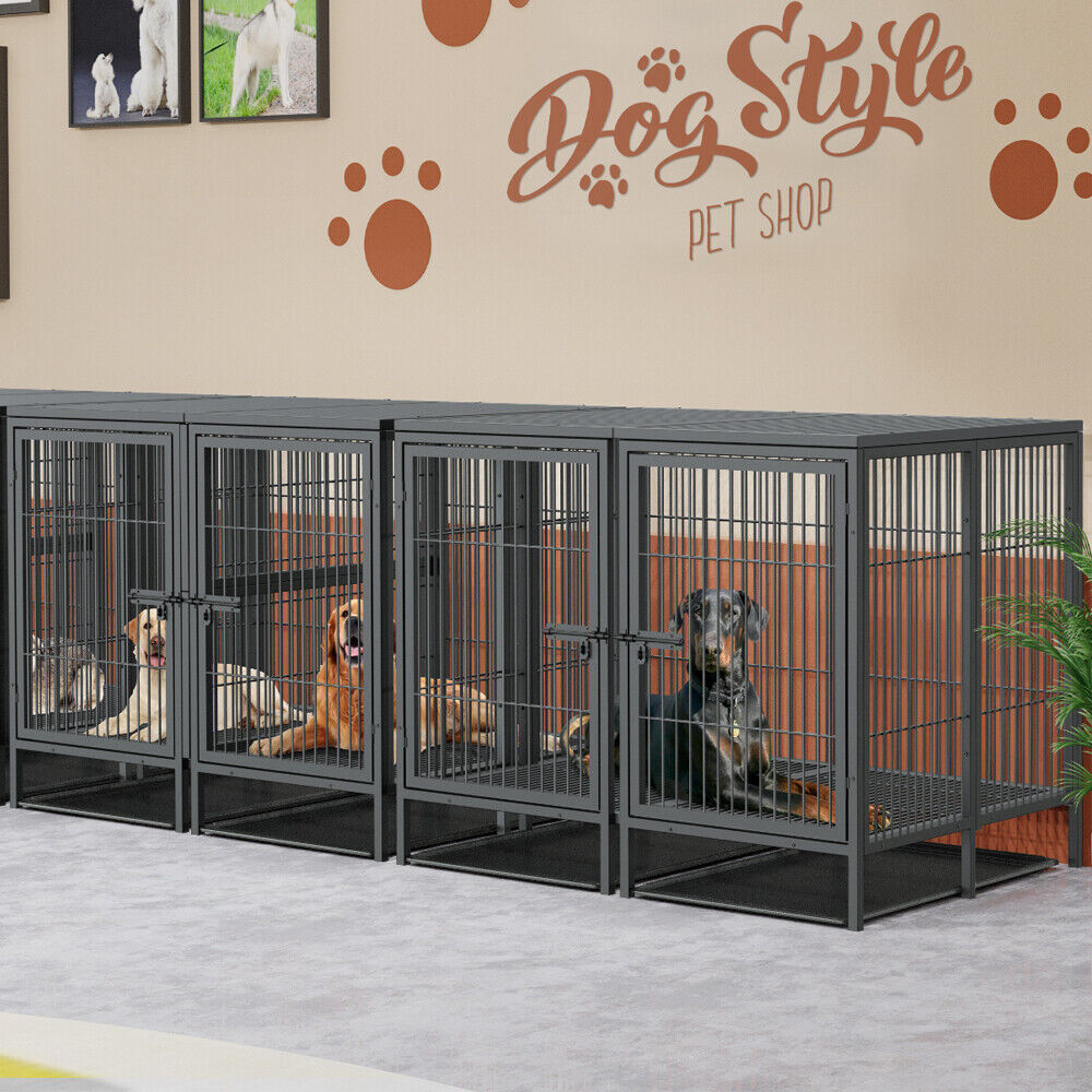 XXXL Giant Premium Dog Crate Cage Pet Kennel Divider Playpen Dual Door & Tray