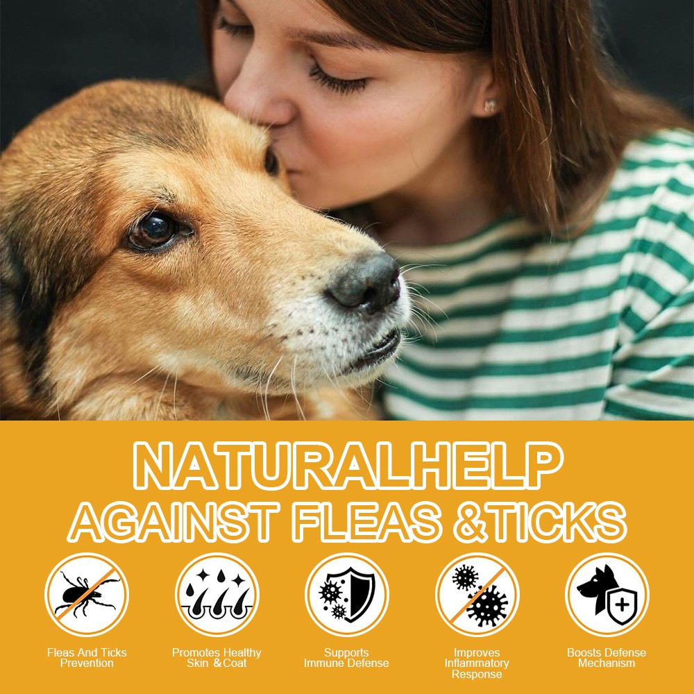 Natural Flea & Tick Prevention Chewable Tablets for Dogs,150 Chews Bacon Flavor