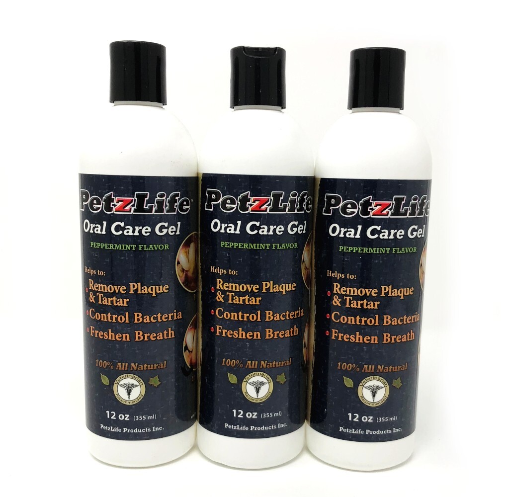 Petzlife Large Oral Care Gel Original Peppermint 12oz or 341ml (Pack of 3)
