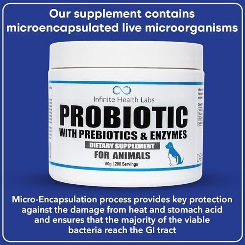 Probiotic, Prebiotic, Digestive Enzyme Powder for Dogs – 200 Servings