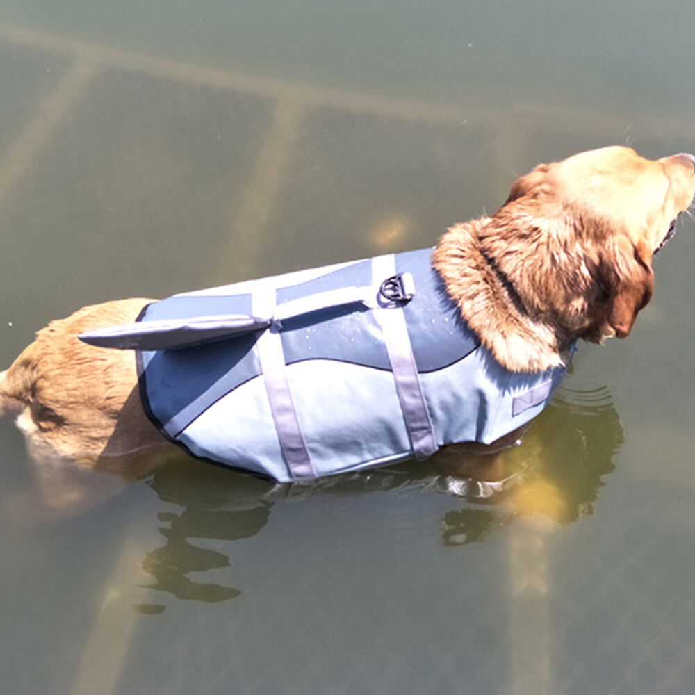 Pet Dog Life Jacket Puppy Swimming Float Safety Vest Adjustable w/ PULL Handle