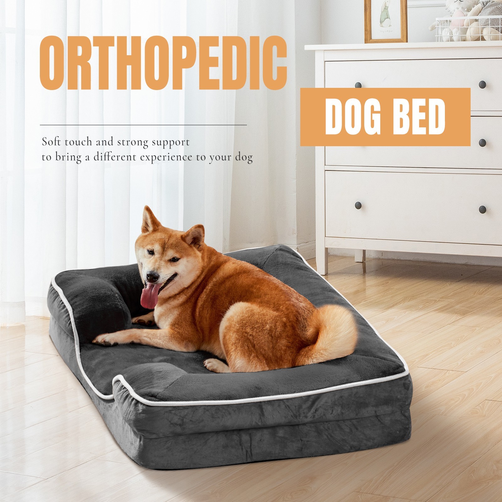 Dog Bed for Extra Large Size Dogs with Non-Slip Base Orthopedic Pet Sofa 42″ XL