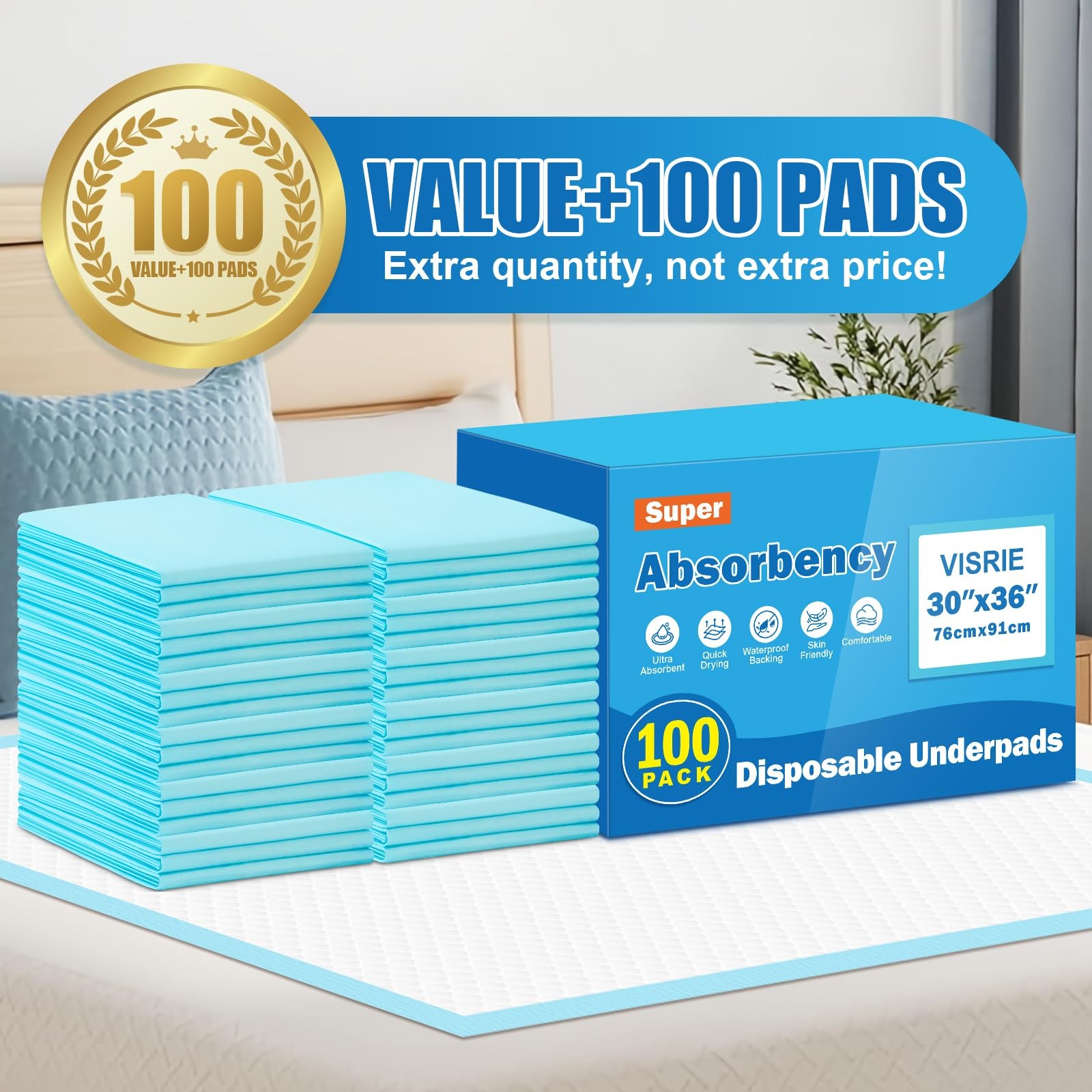 100-400Pack 30″x36″ Extra Large Dog Pee Pads – Super Absorbent & Leak-Proof Disp