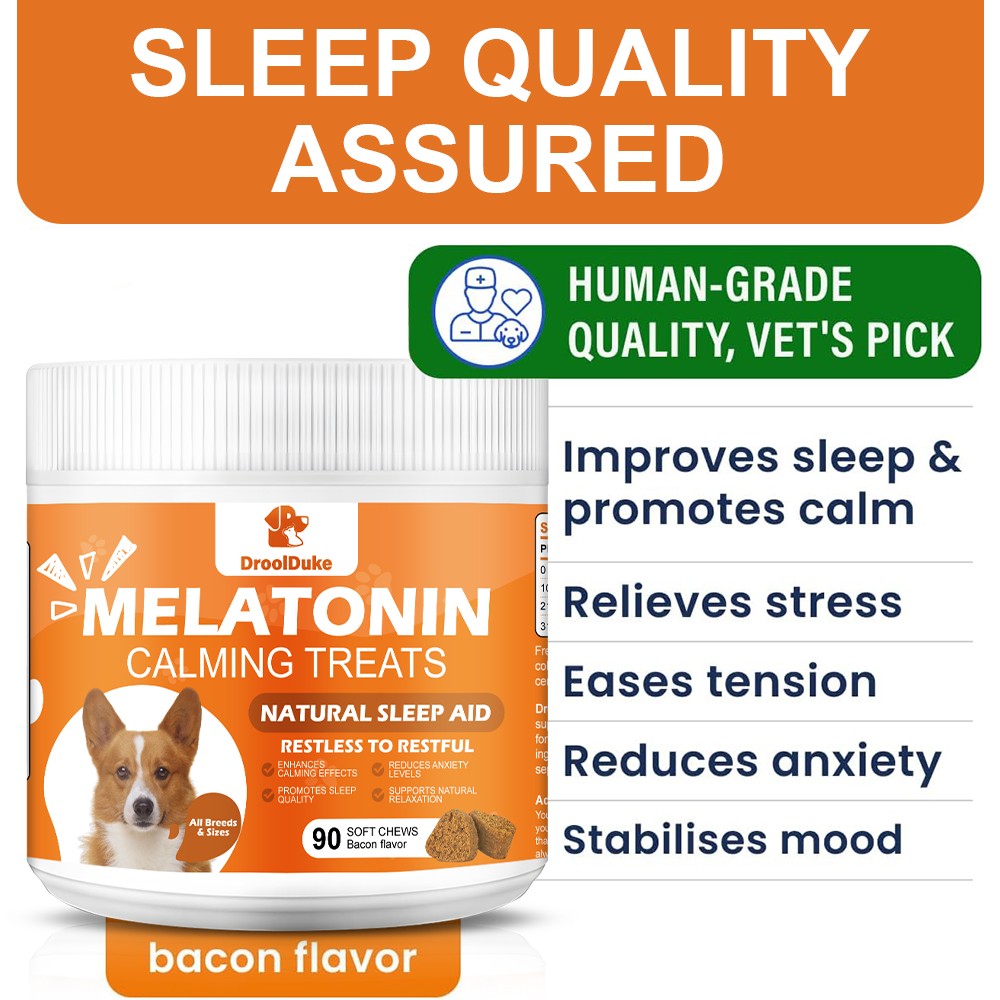90 Chewable tablets Melatonin Calming for Dogs Sleeping, Anxiety, Stress Issues