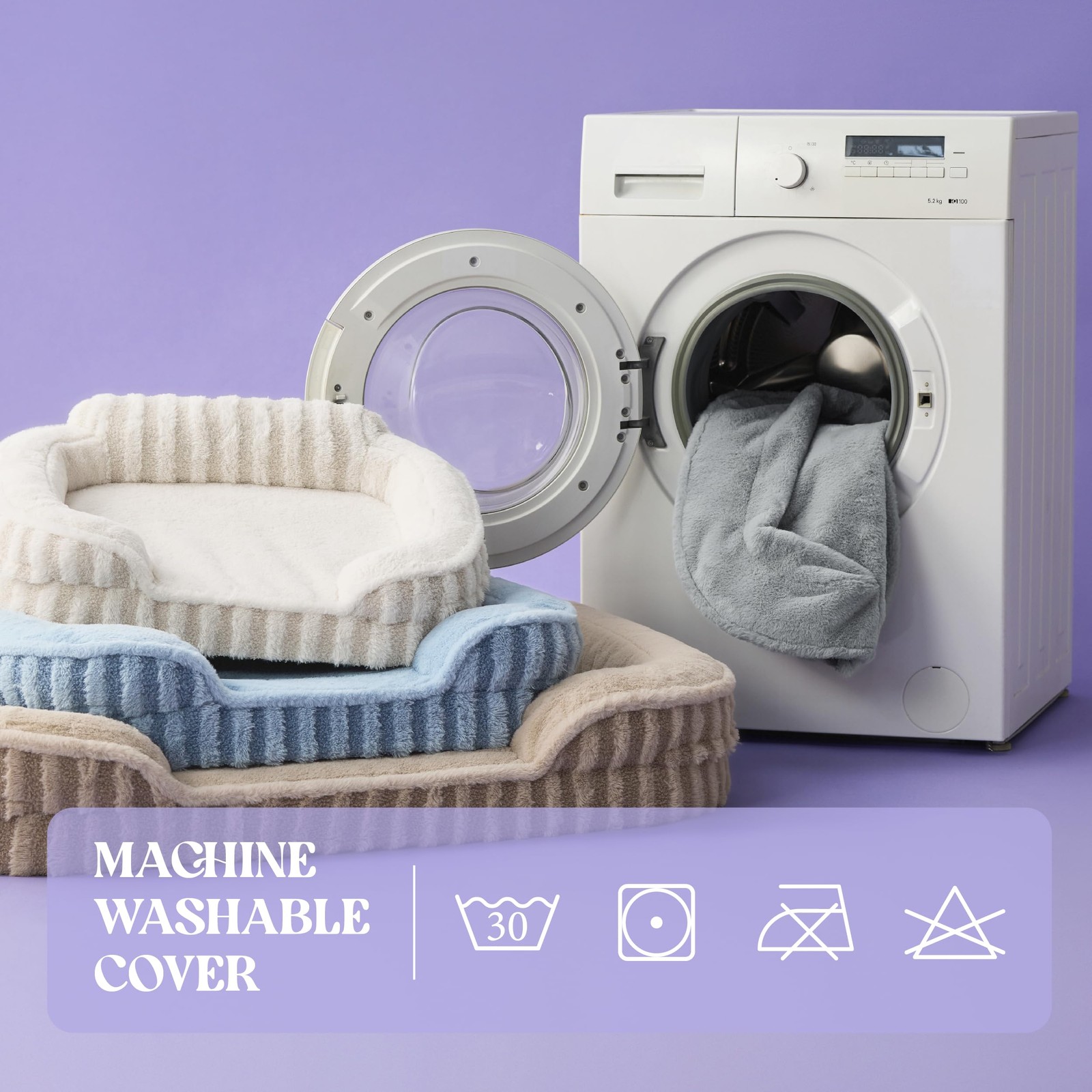 Orthopedic Medium Dog Bed Waterproof Washable Cover NonSlip High Back Beige